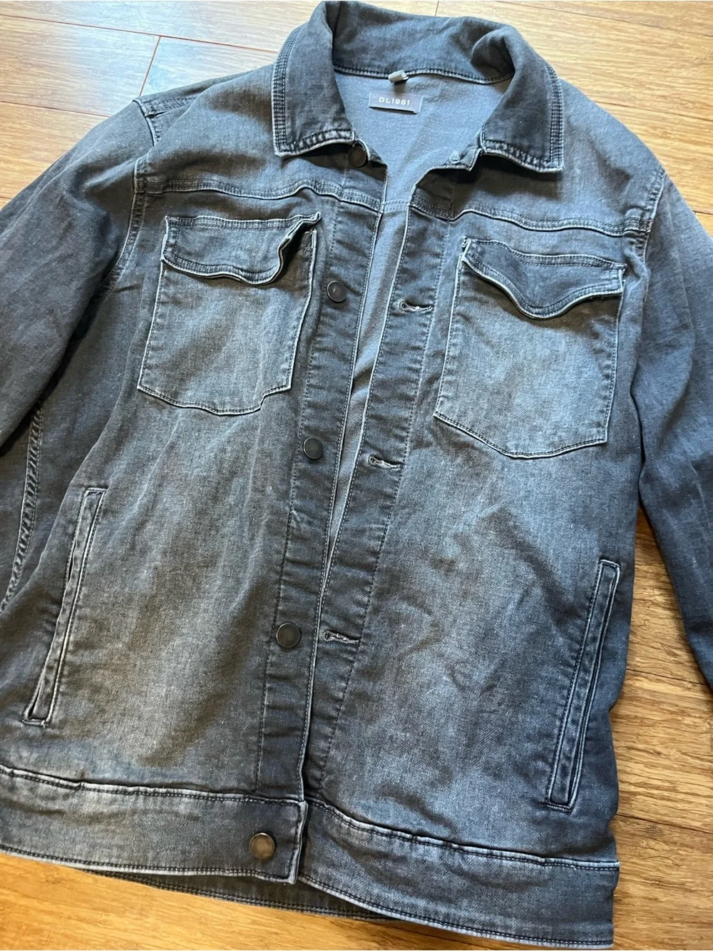 DL1961 Grey Washed Denim Jacket Large